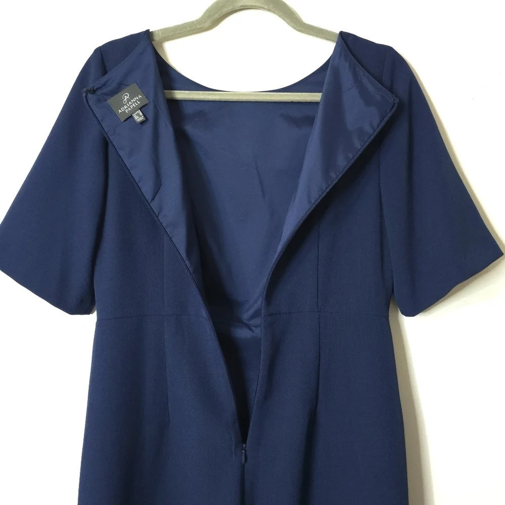 ADRIANNA PAPELL Nwot Short Sleeve Sheath Dress w/ Embroidered Flowers, Size 8 - Picture 7 of 15